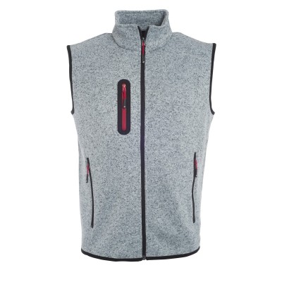 Giacche Men's Knitted Fleece Vest colore light-grey melange/red taglia S