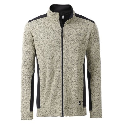 Pile Men's Knitted Workwear Fleece Jacket colore stone-melange-black taglia 3XL