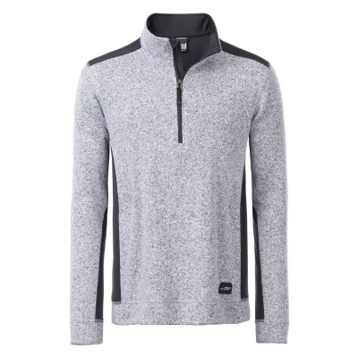 Pile Men's Knitted Workwear Fleece Half-Zip colore white-melange-carbon taglia 3XL