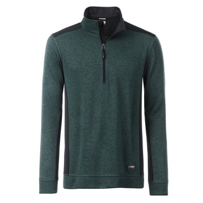 Pile Men's Knitted Workwear Fleece Half-Zip colore dark-green-melange-black taglia M