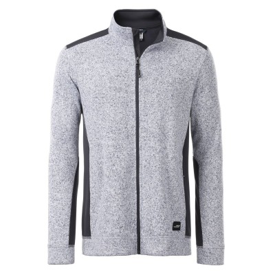 Pile Men's Knitted Workwear Fleece Jacket colore white-melange-carbon taglia M