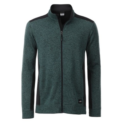Pile Men's Knitted Workwear Fleece Jacket colore dark-green-melange-black taglia M