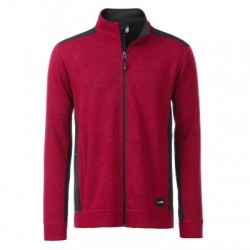 Pile Men's Knitted Workwear Fleece Jacket colore red-melange/black taglia 3XL