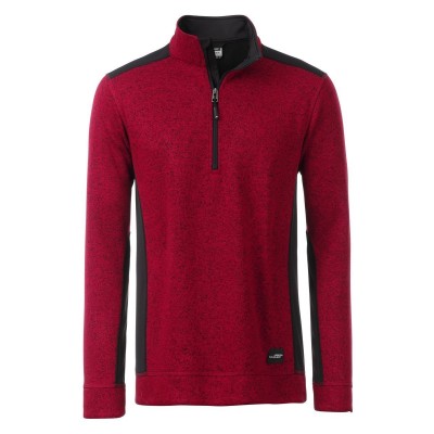 Pile Men's Knitted Workwear Fleece Half-Zip colore red-melange/black taglia XXL