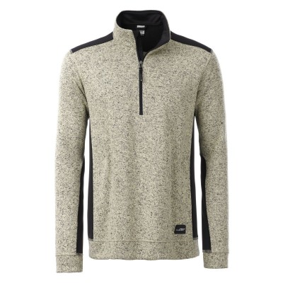 Pile Men's Knitted Workwear Fleece Half-Zip colore stone-melange-black taglia S