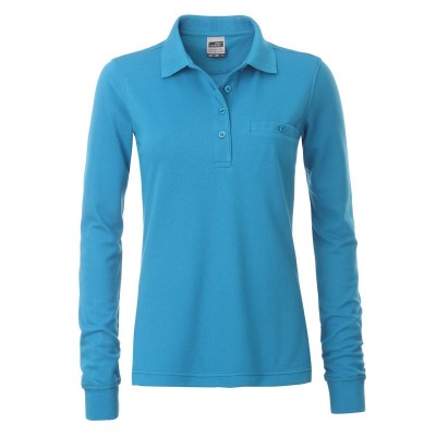 Polo Ladies' Workwear Polo Pocket Longsleeve colore turquoise taglia XS