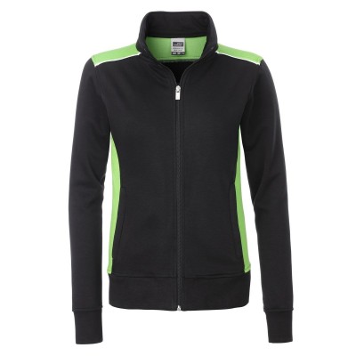 Felpe Ladies' Workwear Sweat Jacket-Level 2 colore black/lime-green taglia S
