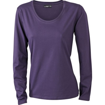 T-Shirt Ladies' Shirt Long-Sleeved Medium colore aubergine taglia S