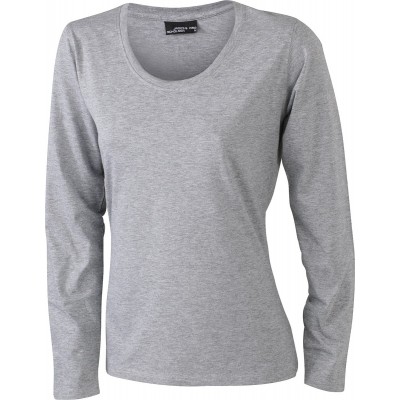 T-Shirt Ladies' Shirt Long-Sleeved Medium colore grey-heather taglia S