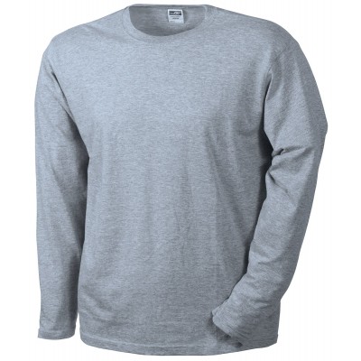 T-Shirt Men's Long-Sleeved Medium colore grey-heather taglia L