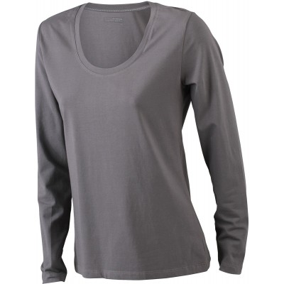 T-Shirt Ladies' Stretch Shirt Long-Sleeved colore charcoal taglia S