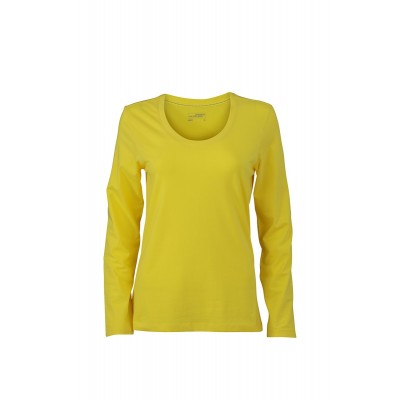 T-Shirt Ladies' Stretch Shirt Long-Sleeved colore yellow taglia S