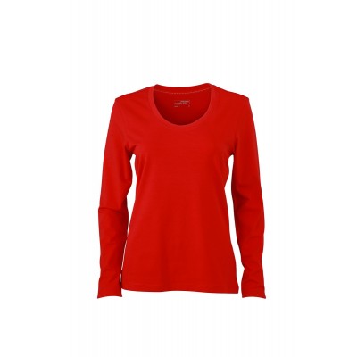 T-Shirt Ladies' Stretch Shirt Long-Sleeved colore red taglia S