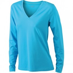 T-Shirt Ladies' Stretch V-Shirt Long-Sleeved 2