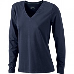 T-Shirt Ladies' Stretch V-Shirt Long-Sleeved 2