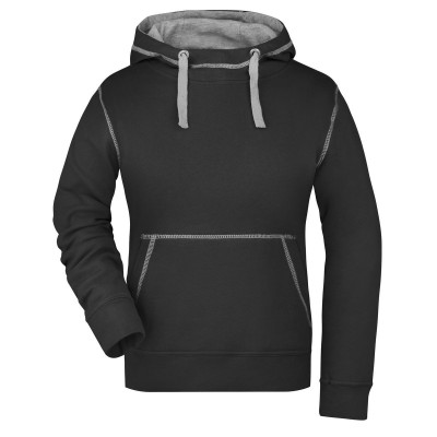 Felpe Ladies' Lifestyle Hoody colore black/grey heather taglia S