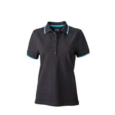 Polo Ladies' coldblack® Polo colore black/white/turquoise taglia S