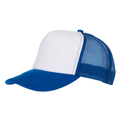 Cappelli 5 Panel Polyester Mesh Cap colore white/royal taglia UNICA