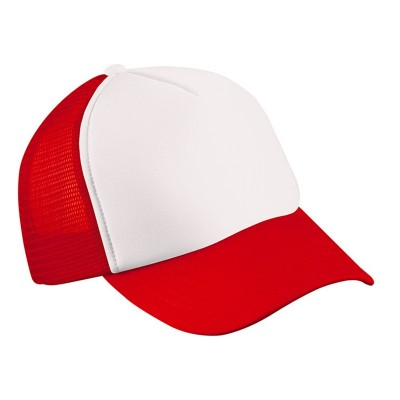 Cappelli 5 Panel Polyester Mesh Cap colore white/red taglia UNICA