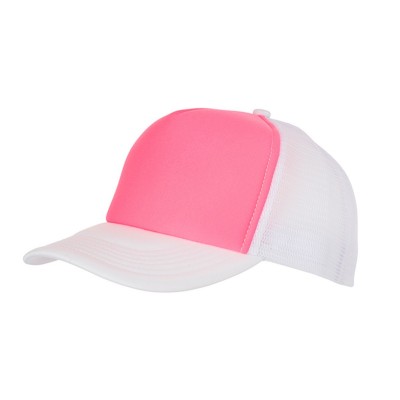 Cappelli 5 Panel Polyester Mesh Cap colore neon-pink/white taglia UNICA