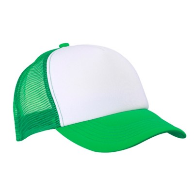 Cappelli 5 Panel Polyester Mesh Cap colore white/fern-green taglia UNICA