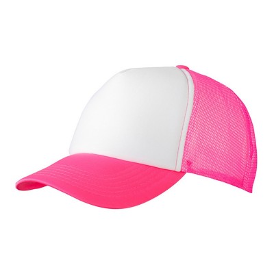 Cappelli 5 Panel Polyester Mesh Cap colore white/neon-pink taglia UNICA