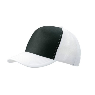 Cappelli 5 Panel Polyester Mesh Cap colore black/white taglia UNICA