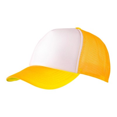 Cappelli 5 Panel Polyester Mesh Cap colore white/neon-yellow taglia UNICA