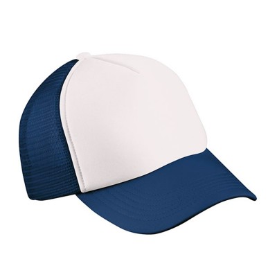 Cappelli 5 Panel Polyester Mesh Cap colore white/navy taglia UNICA