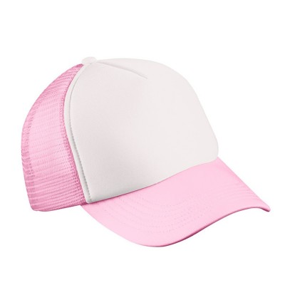 Cappelli 5 Panel Polyester Mesh Cap colore white/baby-pink taglia UNICA