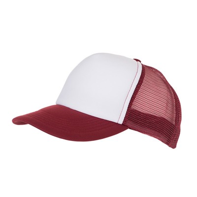 Cappelli 5 Panel Polyester Mesh Cap colore white/burgundy taglia UNICA