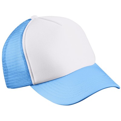 Cappelli 5 Panel Polyester Mesh Cap for Kids colore white/light-blue taglia UNICA