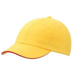 Cappelli 6 Panel Raver Sandwich Cap colore gold-yellow/signal-red taglia UNICA