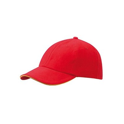 Cappelli 6 Panel Raver Sandwich Cap colore signal-red/gold-yellow taglia UNICA