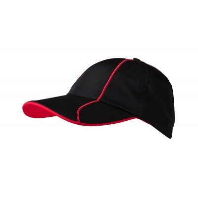 Cappelli 6 Panel Polyester Cap colore black/red taglia UNICA