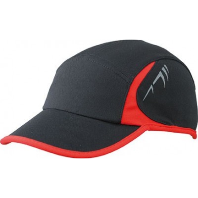 Cappelli Running 4 Panel Cap colore black/red taglia UNICA