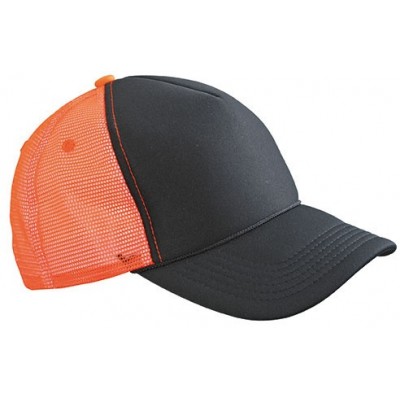 Cappelli 5 Panel Retro Mesh Cap colore black/neon-orange taglia UNICA
