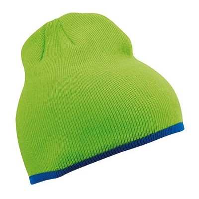 Cappelli Beanie with Contrasting Border colore lime-green/royal taglia UNICA