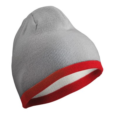 Cappelli Beanie with Contrasting Border colore light-grey/burgundy taglia UNICA