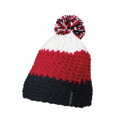 Cappelli Crocheted Cap with Pompon colore navy/red/white taglia UNICA
