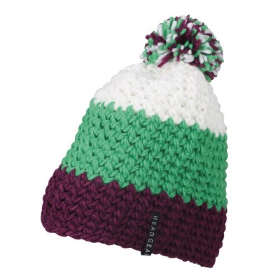 Cappelli Crocheted Cap with Pompon colore purple/lime-green/white taglia UNICA
