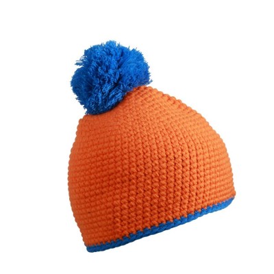 Cappelli Pompon Hat with Contrast Stripe colore orange/aqua taglia UNICA