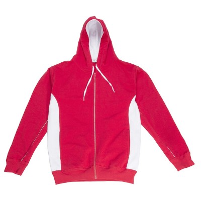 Felpe Contrast Hooded Sweat Full Zip colore red-white taglia S