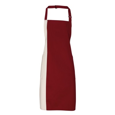 Ho.Re.Ca. Contrast Bib Apron colore burgundy/ natural taglia UNICA