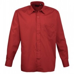 Camicie Men's Long Sleeve Poplin Shirt colore burgundy taglia S