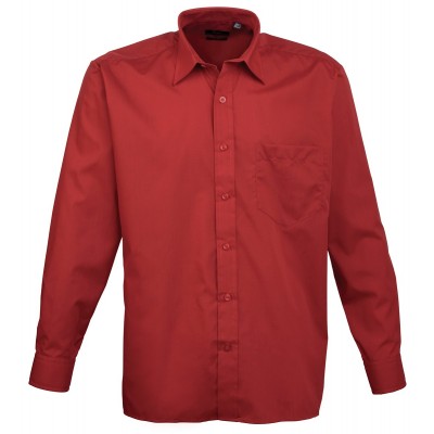 Camicie Men's Long Sleeve Poplin Shirt colore burgundy taglia M
