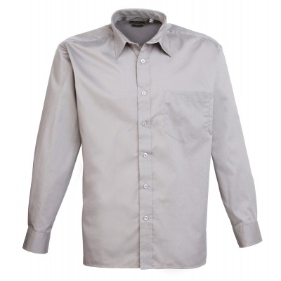 Camicie Men's Long Sleeve Poplin Shirt colore silver taglia 3XL