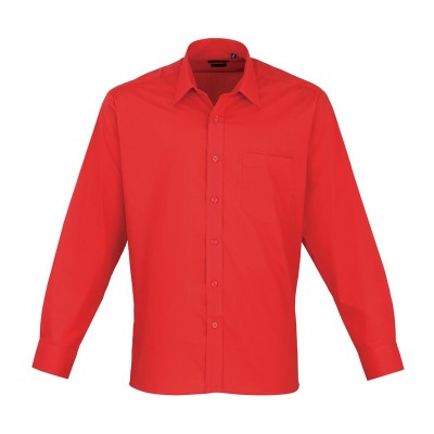 Camicie Men's Long Sleeve Poplin Shirt colore strawberry red taglia S
