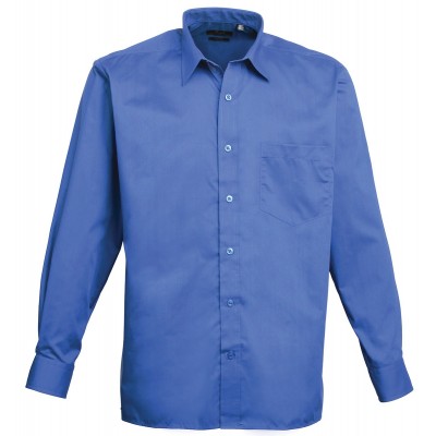 Camicie Men's Long Sleeve Poplin Shirt colore royal taglia L