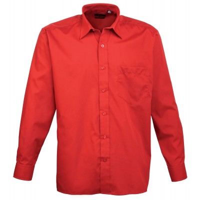Camicie Men's Long Sleeve Poplin Shirt colore red taglia M